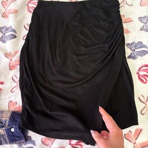 Black Knee-length Wrap Pencil Skirt for Cocktail
